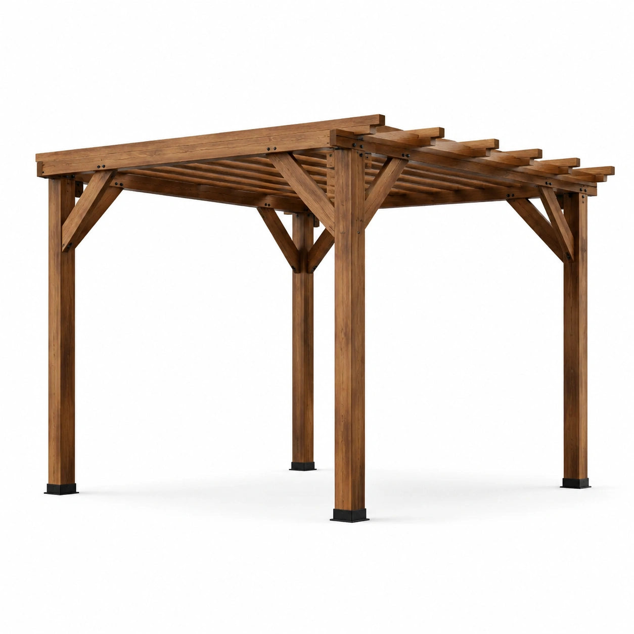 Pergola in legno massello di acacia marrone