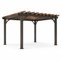 Pergola da Esterno in Metallo e Legno Marrone 3x3 m
