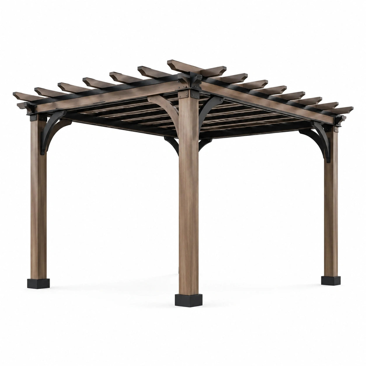 Pergola in legno e metallo marrone 300x300 cm