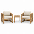 Set da giardino in legno con poltrone e tavolino beige