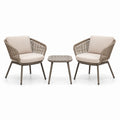 Set da giardino con 2 poltrone in tessuto e polyrattan e tavolino in alluminio