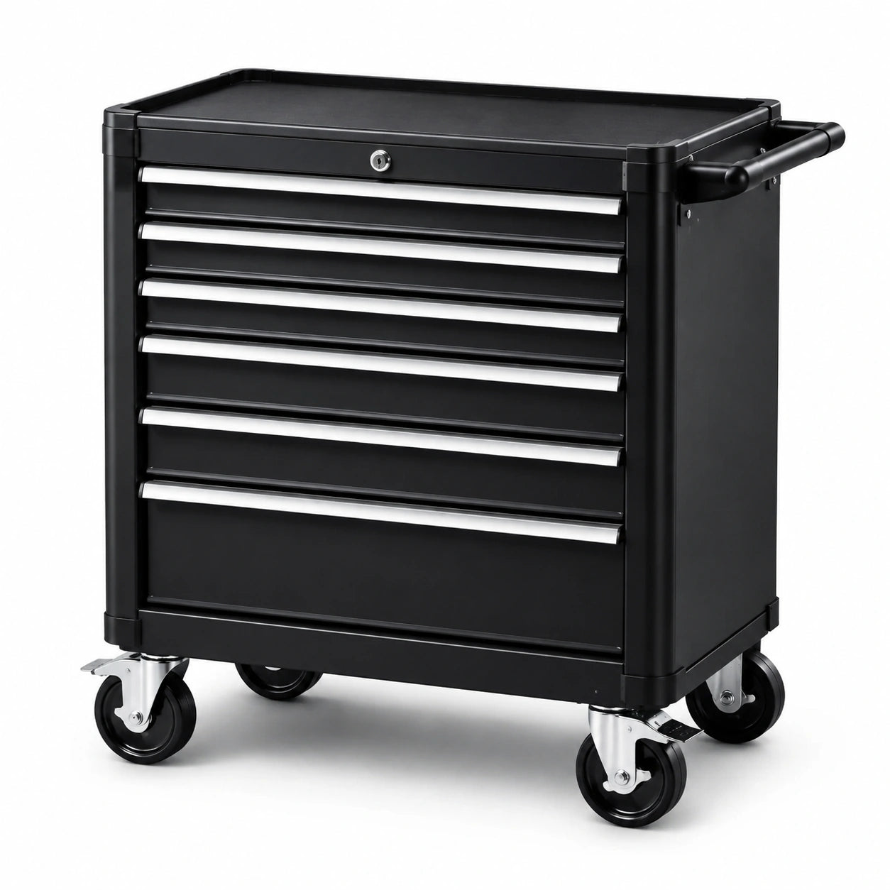 Carrello portautensili in metallo nero con 7 cassetti