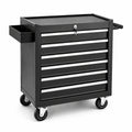 Carrello portautensili in metallo nero con 7 cassetti e ruote