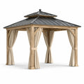 Gazebo in legno e metallo con tettoia a due livelli 3x4m