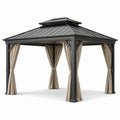 Gazebo quadrato in alluminio con tetto ventilato e tende in poliestere beige 3x3m