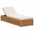 Lettino prendisole in legno di teak e poliestere bianco 200x65x35 cm