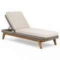 Lettino prendisole in legno e tessuto regolabile beige