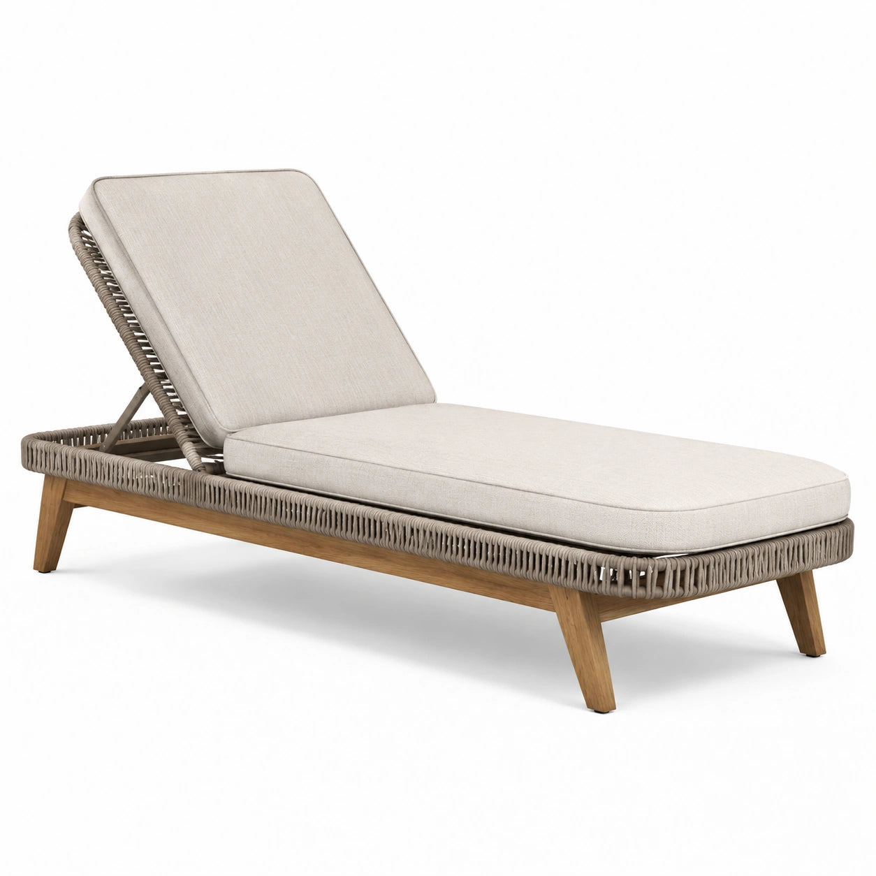 Lettino prendisole in legno e tessuto regolabile beige