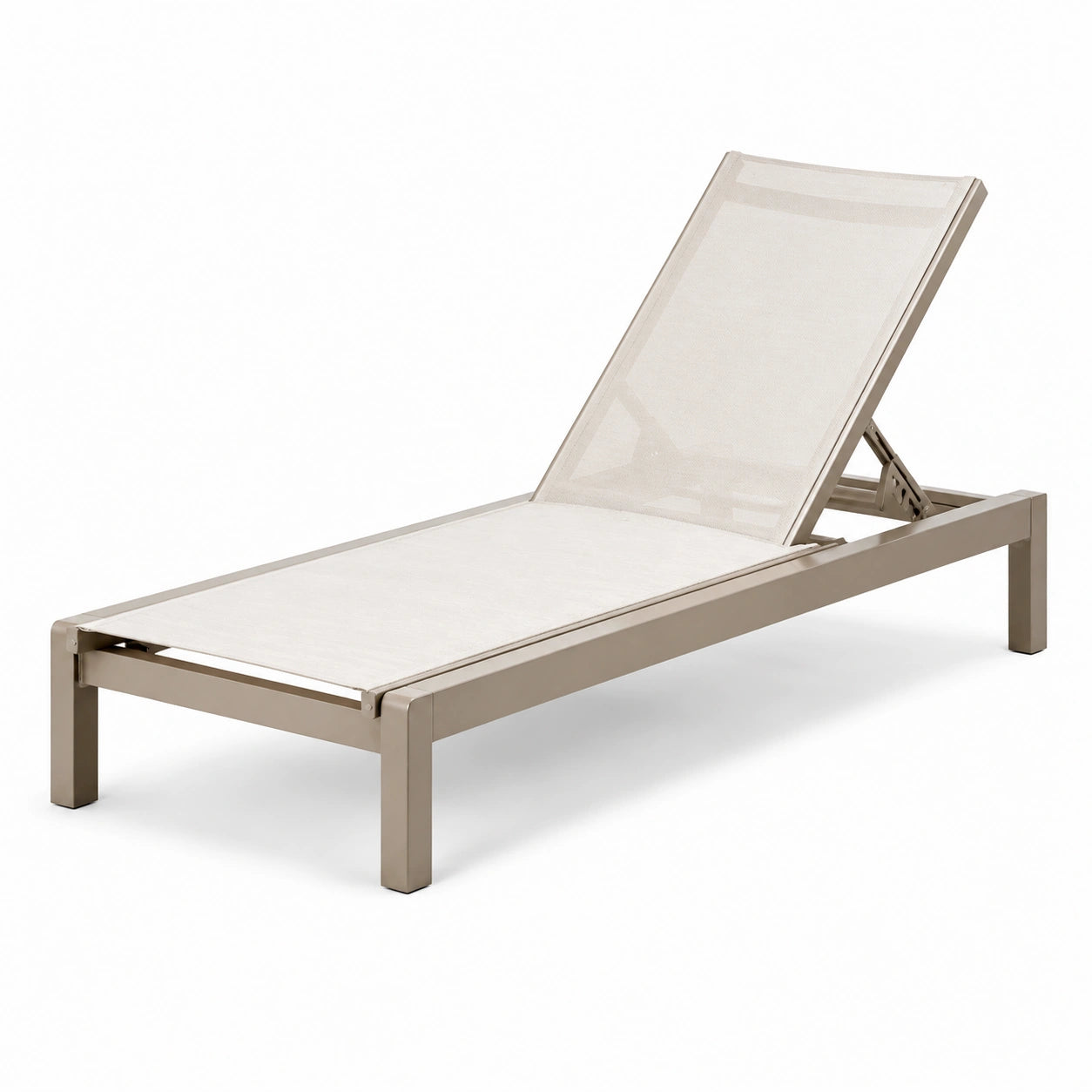 Lettino prendisole in alluminio beige con tessuto textilene 200x70x35 cm